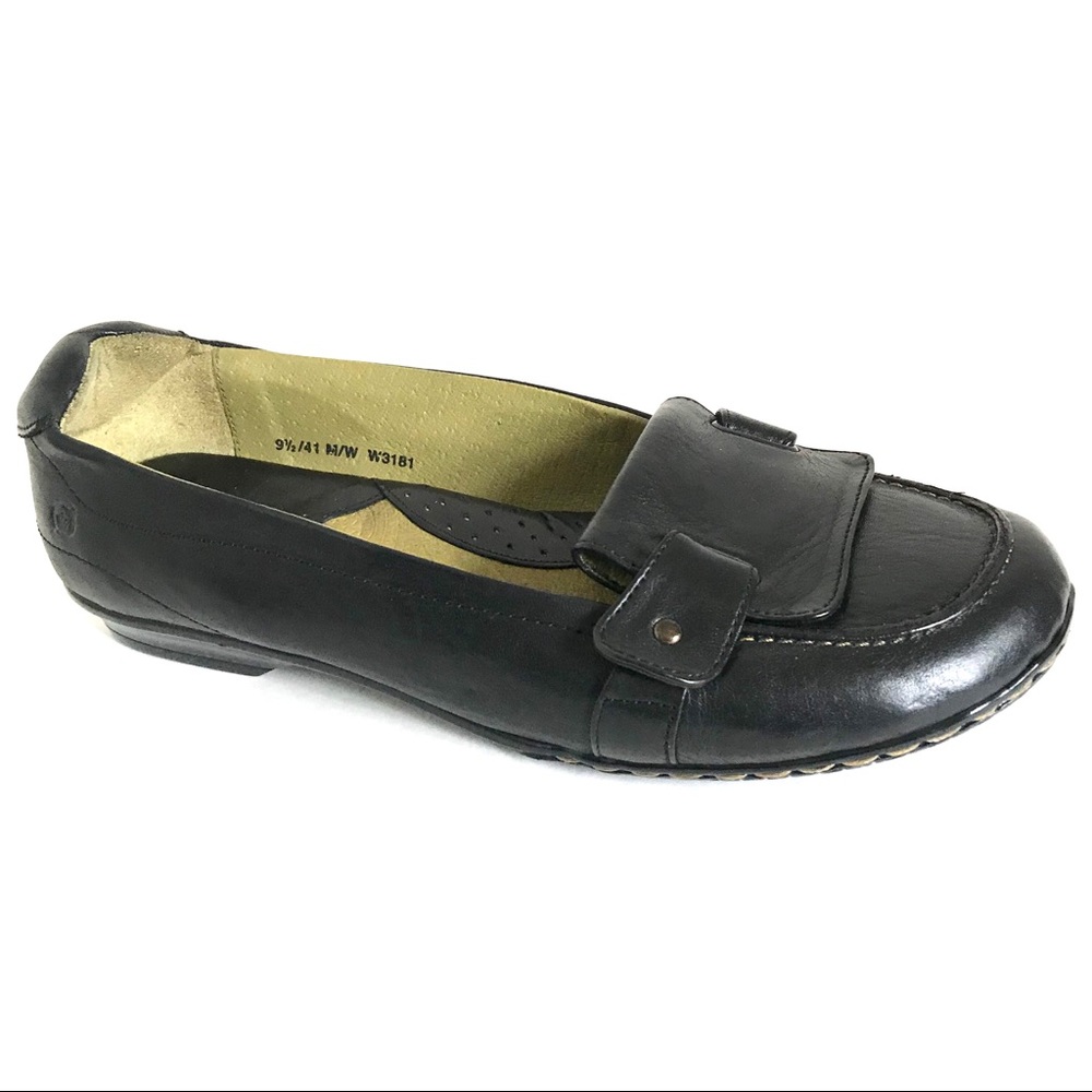 Born Black Leather Driving Moccasins Loafers 9.5